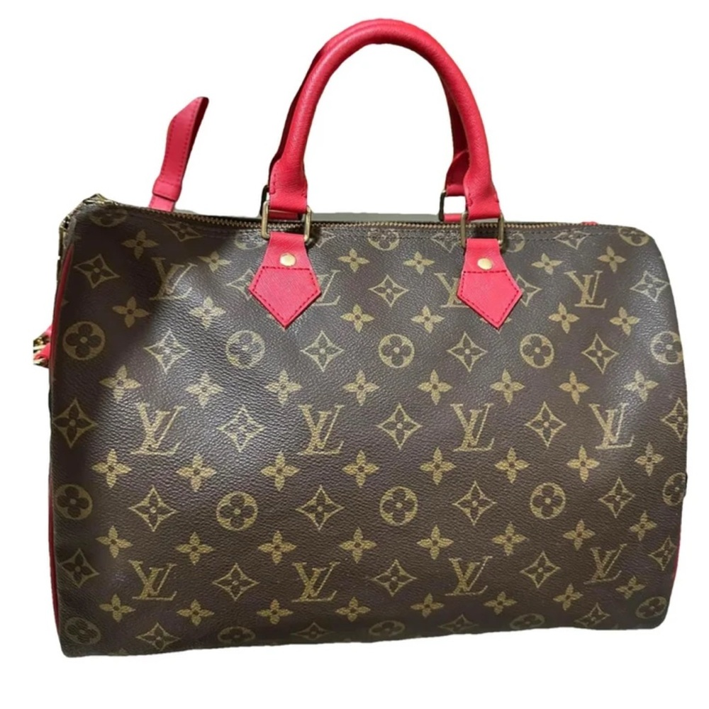 Louis Vuitton Brown and Red Monogram Handbag
